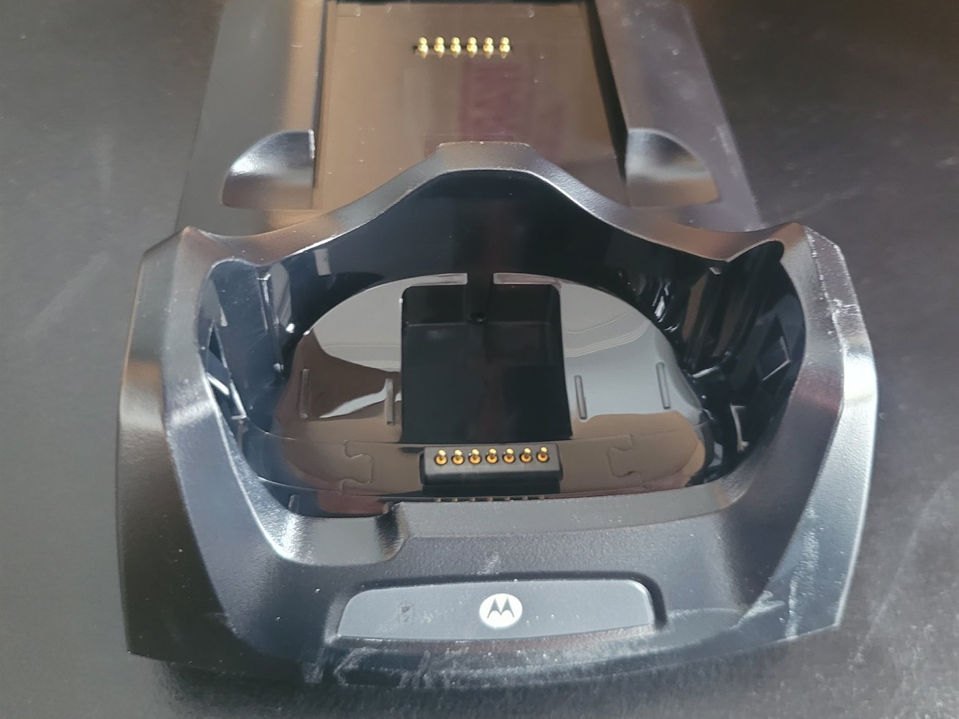 Motorola MC55 / MC65 single-slot charge and USB cradle kit, new in its box, photographed with everything included in the carton