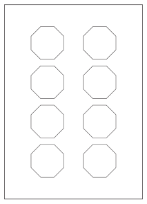 A4 sheet of octagon, leaf, arrow and more labels, 50 x 50 mm, 8 per sheet.