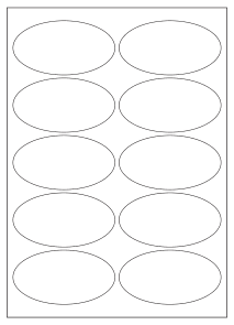 A4 sheet of oval labels, 98 x 52 mm, 10 per sheet.
