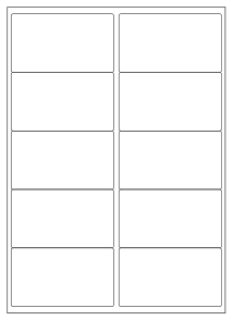 A4 sheet of rectangle labels, 99 x 57 mm, 10 per sheet.