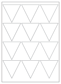 A4 sheet of triangle labels, 66 x 66 mm, 12 per sheet.